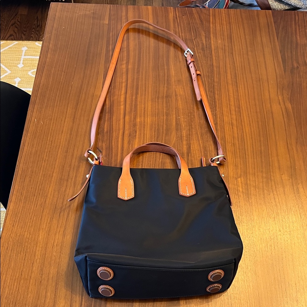 Dooney & Bourke Black Nylon Crossbody Bag with Tan Leather Accents - Picture 4 of 12